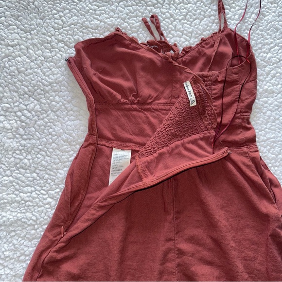 ABERCROMBIE & FITCH romper shorts tank top red rust burgundy ruched backing XS - Picture 5 of 9